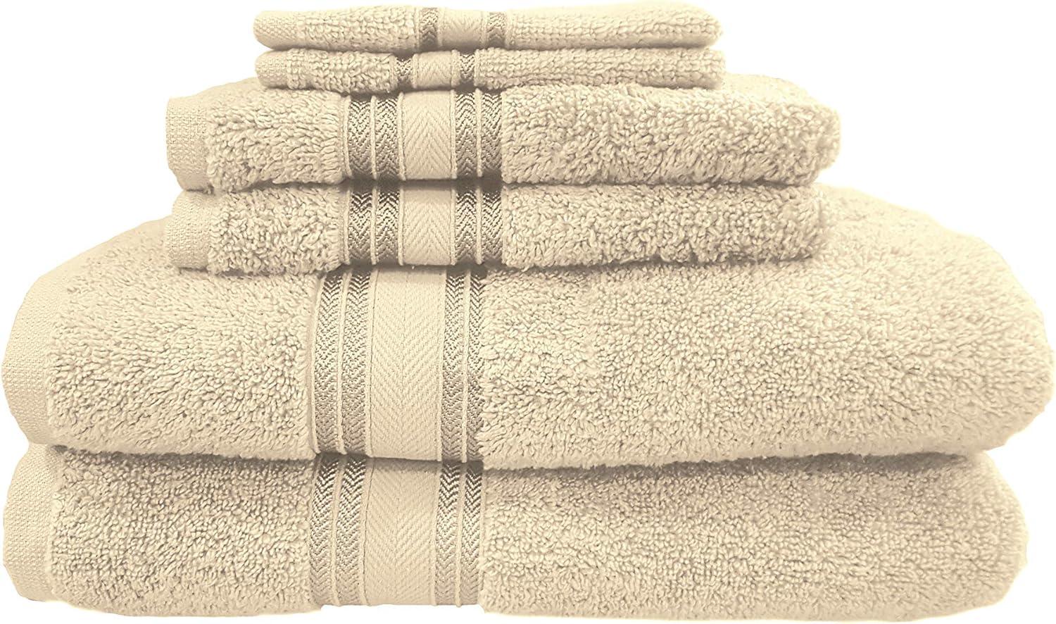 imageUS Polo Assn Premium 6Piece ZeroTwist Towel Set 2 Bath Towels 2 Hand Towels and 2 Face Towels Highly Absorbent Fast Drying and Super Soft Hotel Quality 100 Cotton SetTaupe