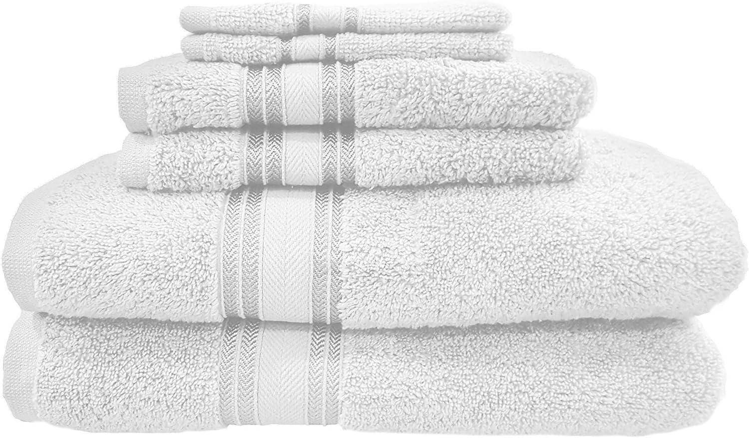 imageUS Polo Assn Premium 6Piece ZeroTwist Towel Set 2 Bath Towels 2 Hand Towels and 2 Face Towels Highly Absorbent Fast Drying and Super Soft Hotel Quality 100 Cotton SetWhite