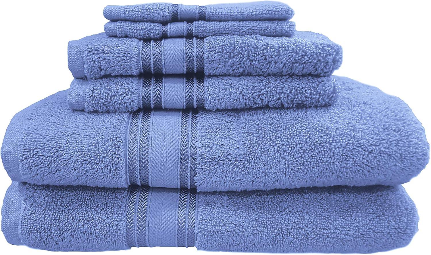 imageUS Polo Assn Premium 6Piece ZeroTwist Towel Set 2 Bath Towels 2 Hand Towels and 2 Face Towels Highly Absorbent Fast Drying and Super Soft Hotel Quality 100 Cotton SetBlue