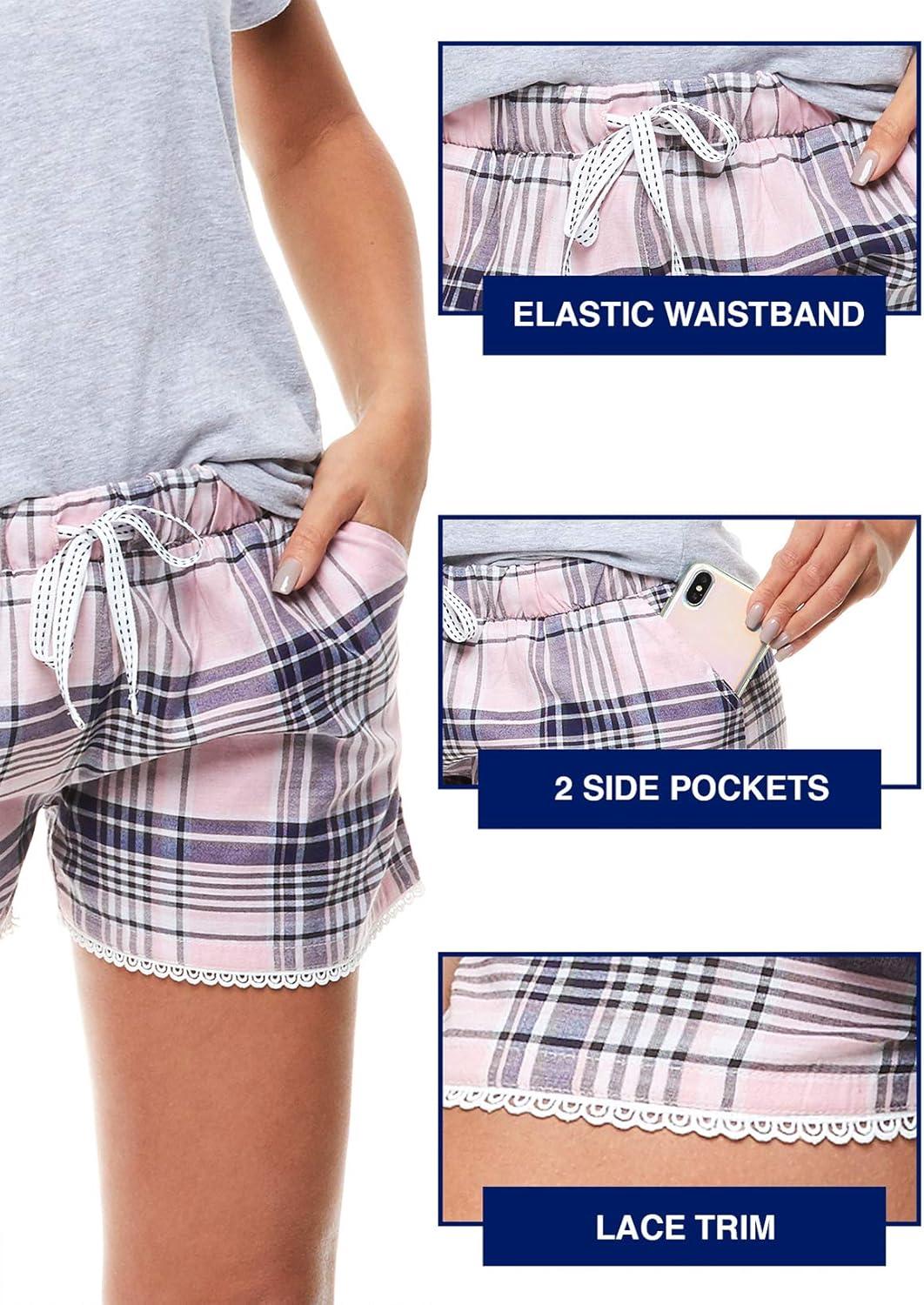 imageUS Polo Assn Summer Pajamas for Women 2 Piece with TShirt and Shorts Summer PJs for Women SetHeather Grey W Pockets