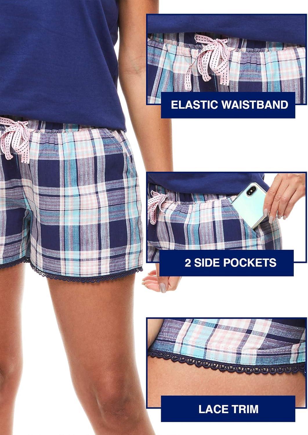 imageUS Polo Assn Summer Pajamas for Women 2 Piece with TShirt and Shorts Summer PJs for Women SetNavy W Pockets