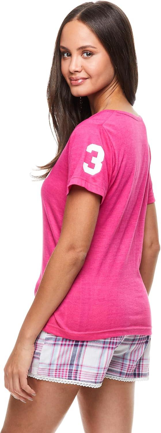 imageUS Polo Assn Summer Pajamas for Women 2 Piece with TShirt and Shorts Summer PJs for Women SetPink Paradise W Pockets