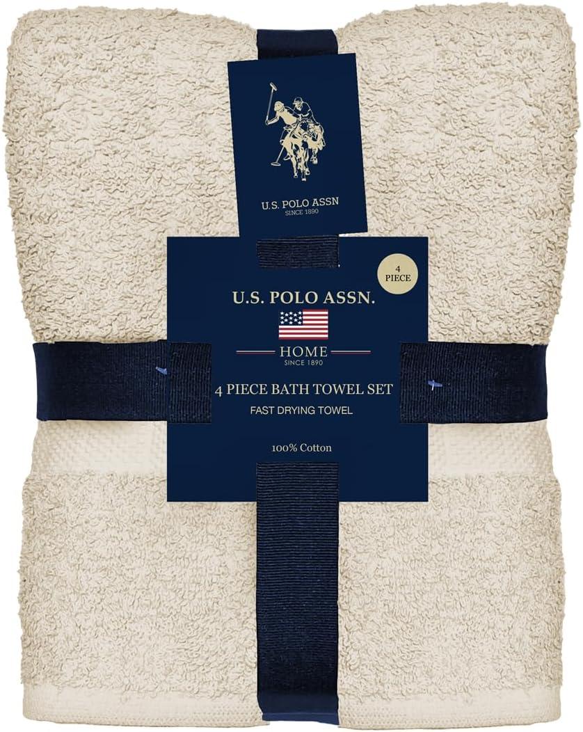 imageUS Polo Assn USPA 4 Piece Bath Towel SetCream
