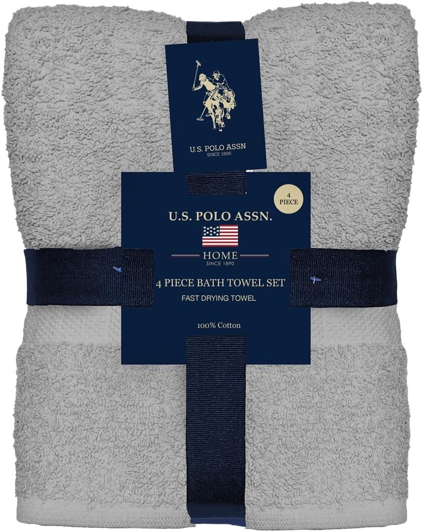 imageUS Polo Assn USPA 4 Piece Bath Towel SetGrey