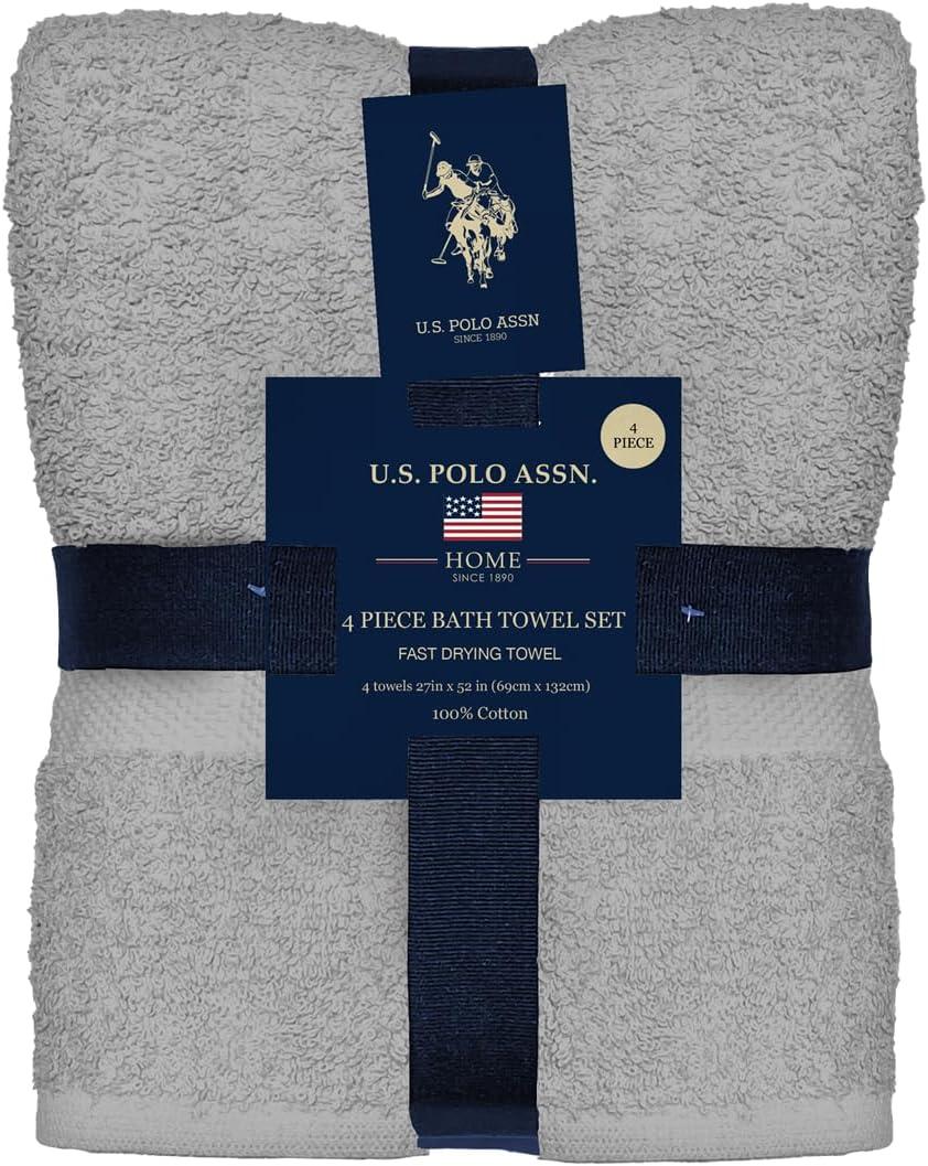 imageUS Polo Assn USPA 4PC Bath Towel SetGrey Mist