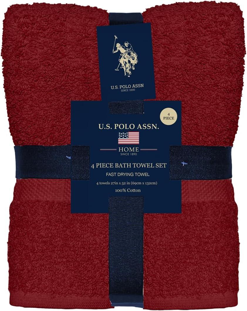 imageUS Polo Assn USPA 4PC Bath Towel SetRed