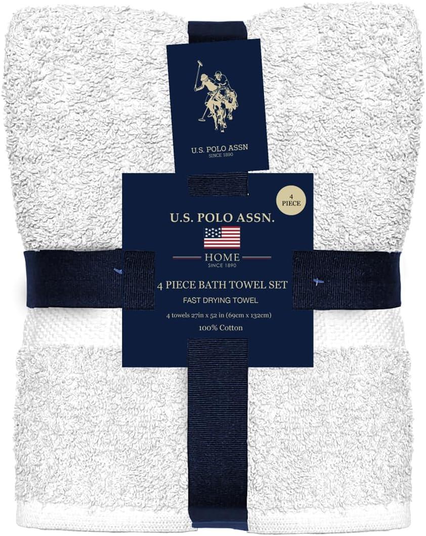 imageUS Polo Assn USPA 4PC Bath Towel SetWhite