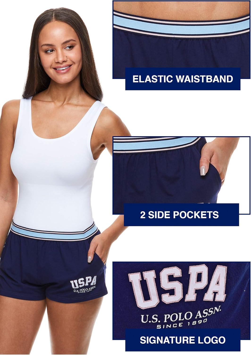 imageUS Polo Assn Womens 3 Pack Elastic Waistband Pajama Sleep ShortsLounge3 Pack Dusty Rose