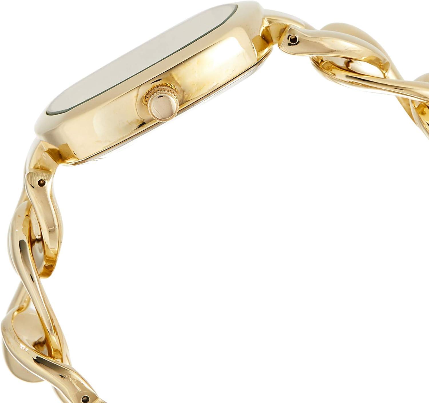 imageUS Polo Assn Womens GoldTone Chain Bracelet Watch 38mm Square Case Rhinestone Dial Adjustable Link Strap Elegant Quartz Dress Watch with GiftBox