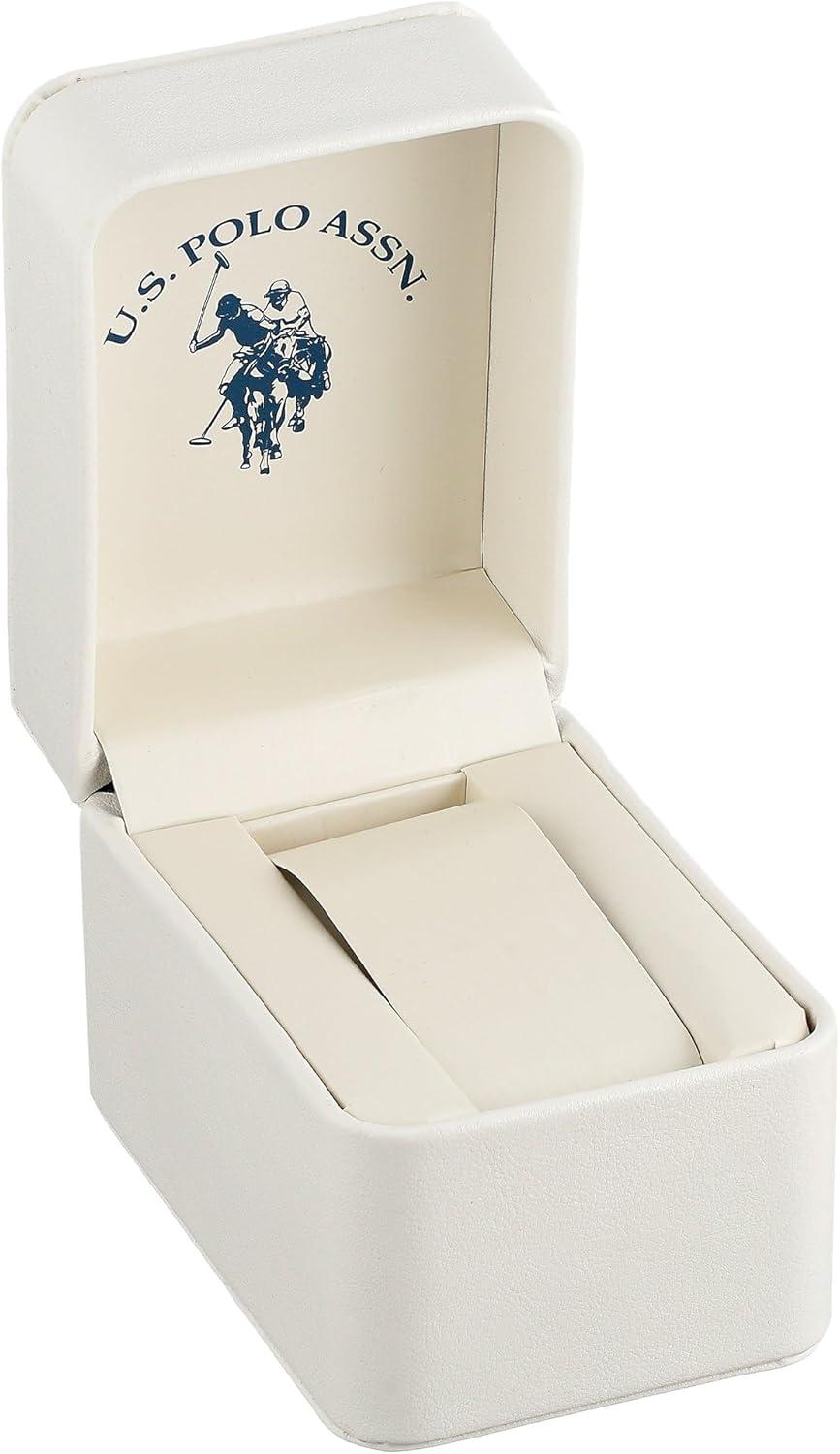 imageUS Polo Assn Womens GoldTone Watch with Black Dial and Crystal Bezel TwoTone Link Bracelet Quartz Analog Timepiece Fits Wrists 55quot8quot with 40mm Case in GiftBox