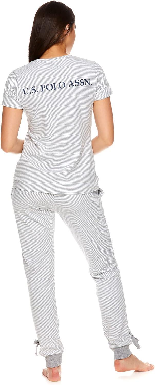 imageUS Polo Assn Womens Lounge and Pajama Set ShortSleeve Top and Jogger Pajamas for WomenHeathergrey 2