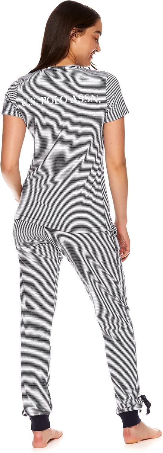 imageUS Polo Assn Womens Lounge and Pajama Set ShortSleeve Top and Jogger Pajamas for WomenNavy1