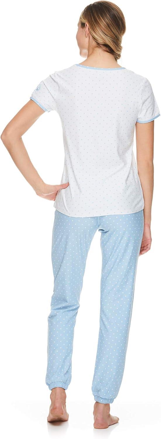 imageUS Polo Assn Womens Lounge and Pajama Set ShortSleeve Top and Jogger Pajamas for WomenWhite