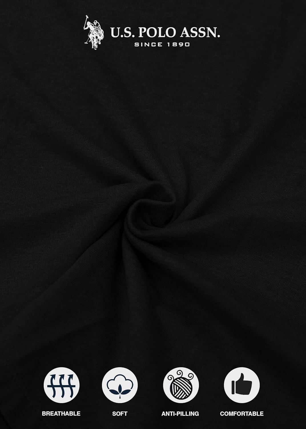 imageUS Polo Assn Womens Pajama Set Short Sleeve PJs with Jogger Pajama PantsBlack