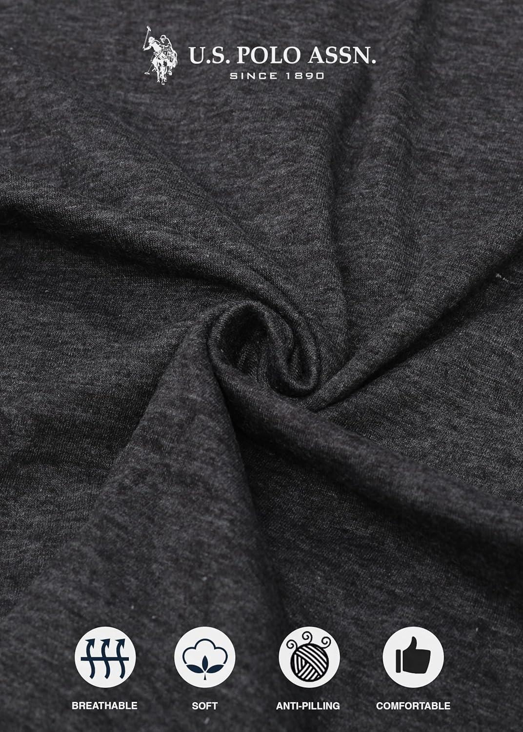 imageUS Polo Assn Womens Pajama Set Short Sleeve PJs with Jogger Pajama PantsDark Charcoal Heather1