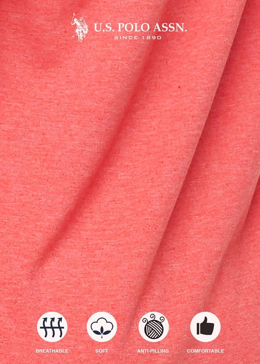 imageUS Polo Assn Womens Pajama Set Short Sleeve PJs with Jogger Pajama PantsGeorgia Peach Heather