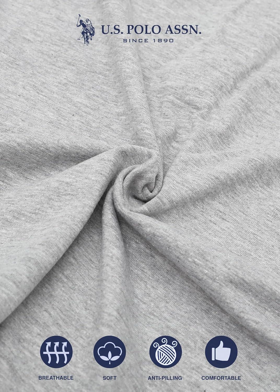 imageUS Polo Assn Womens Pajama Set Short Sleeve PJs with Jogger Pajama PantsHeather Gray2