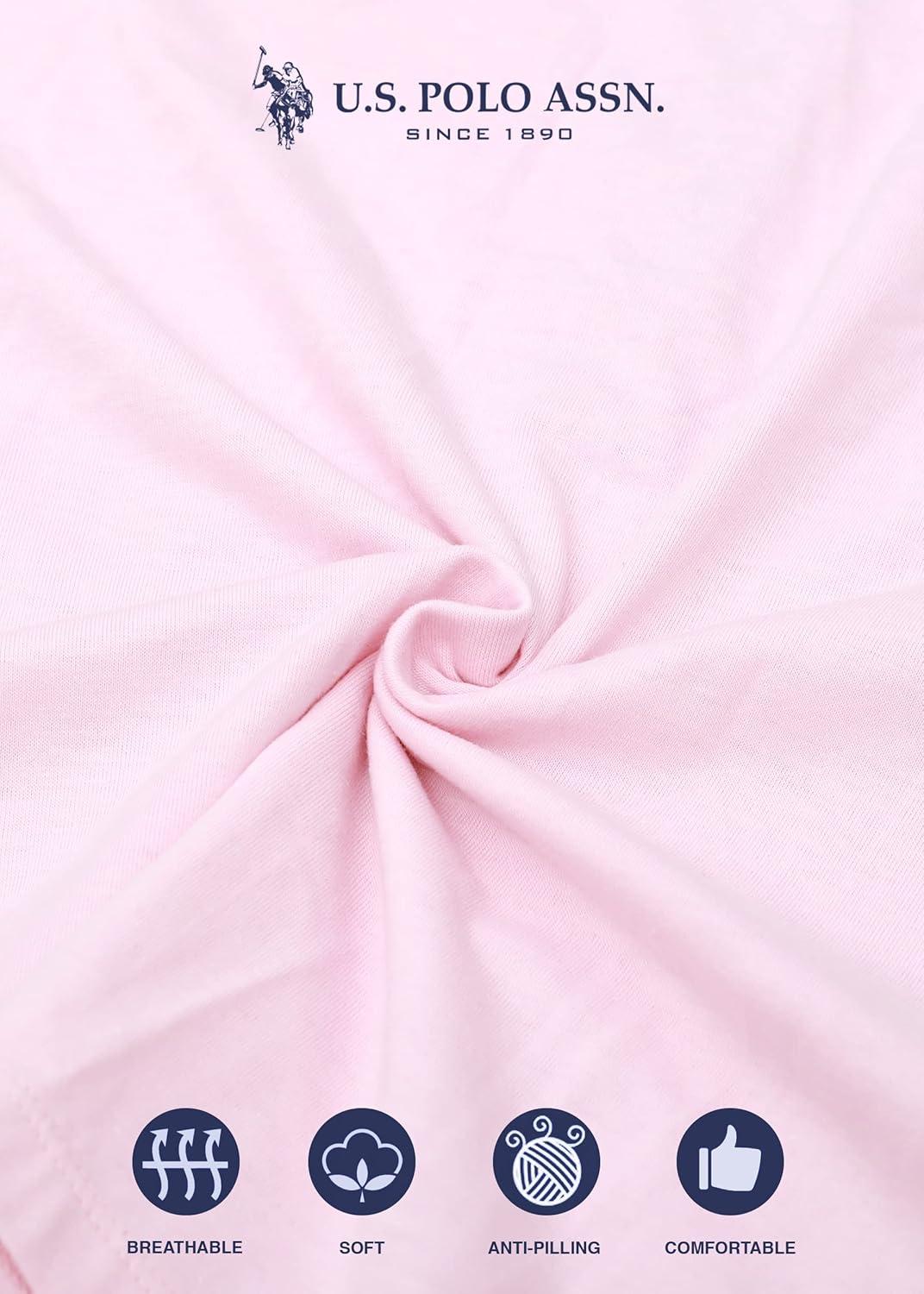 imageUS Polo Assn Womens Pajama Set Short Sleeve PJs with Jogger Pajama PantsLight Pink Heather2