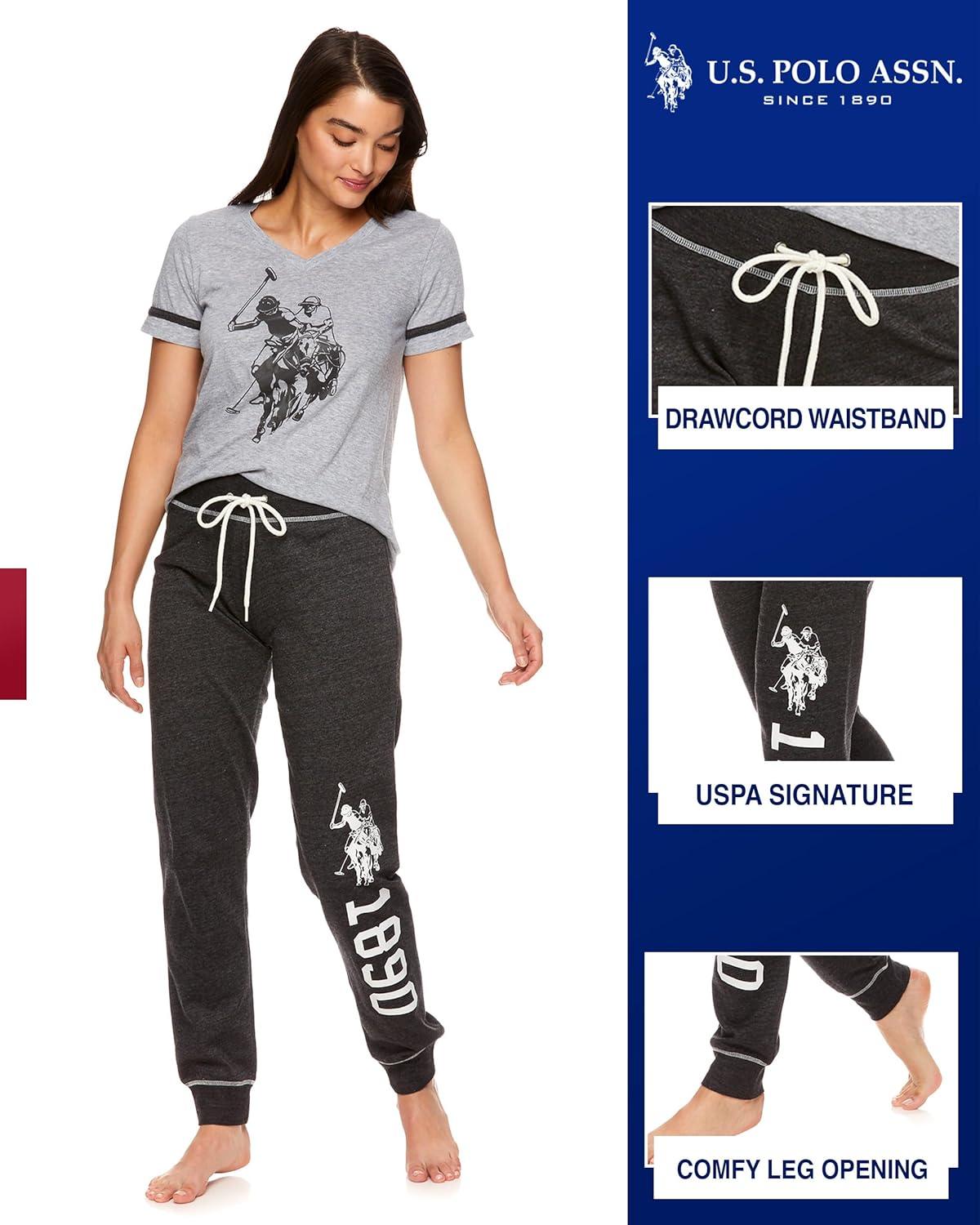 imageUS Polo Assn Womens Pajama Set Short Sleeve Shirt and Pajama Pants Sleepwear and Lounge Sets for WomenHeather Grey8vneck