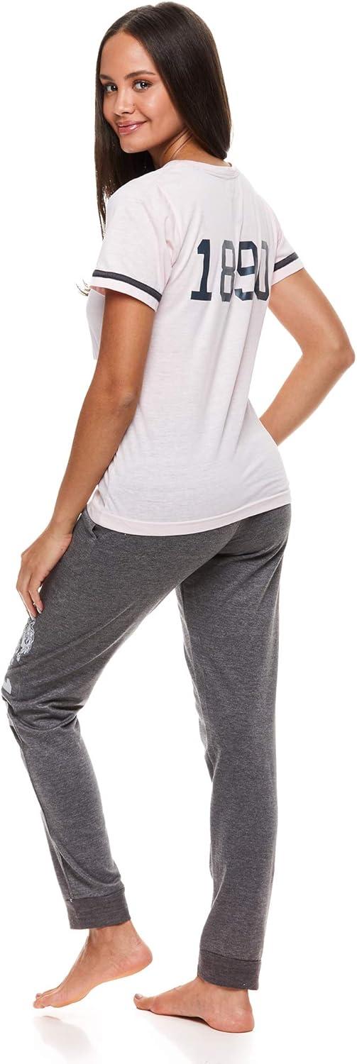 imageUS Polo Assn Womens Pajama Set Short Sleeve Shirt and Pajama Pants Sleepwear and Lounge Sets for WomenPink Daisy WPocketsvneck