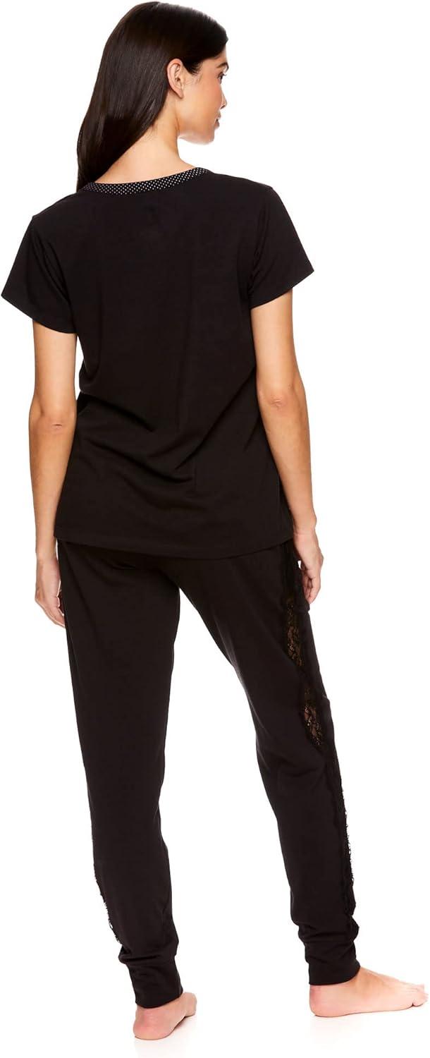 imageUS Polo Assn Womens Pajama Set with Pockets Short Sleeve Shirt and Pajama Pants Pj SetBlack1