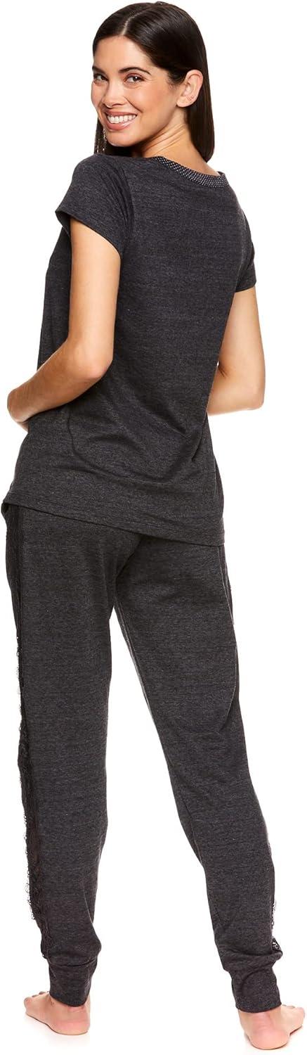 imageUS Polo Assn Womens Pajama Set with Pockets Short Sleeve Shirt and Pajama Pants Pj SetDark Charcoal Heather1