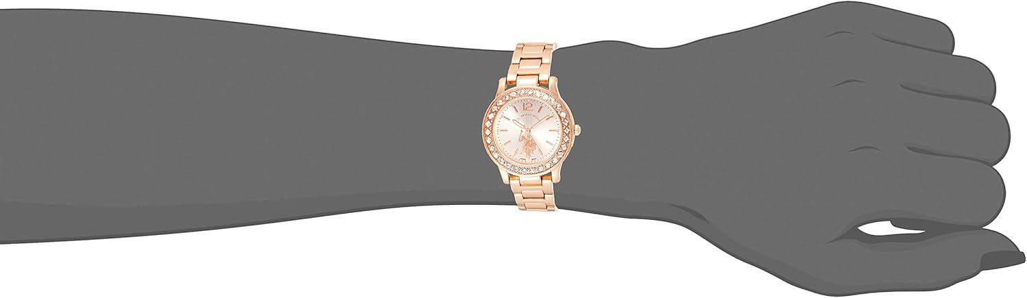 imageUS Polo Assn Womens Rose GoldTone Watch Elegant Crystal Bezel Durable Bracelet and Quartz Movement Perfect for Everyday Style or Special Occasions