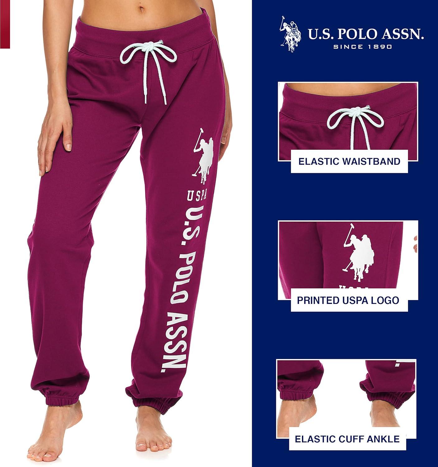 imageUS Polo Assn Womens Sweatpants  Women Joggers Sweats with Logo Print  French Terry PolyCottonBerry3