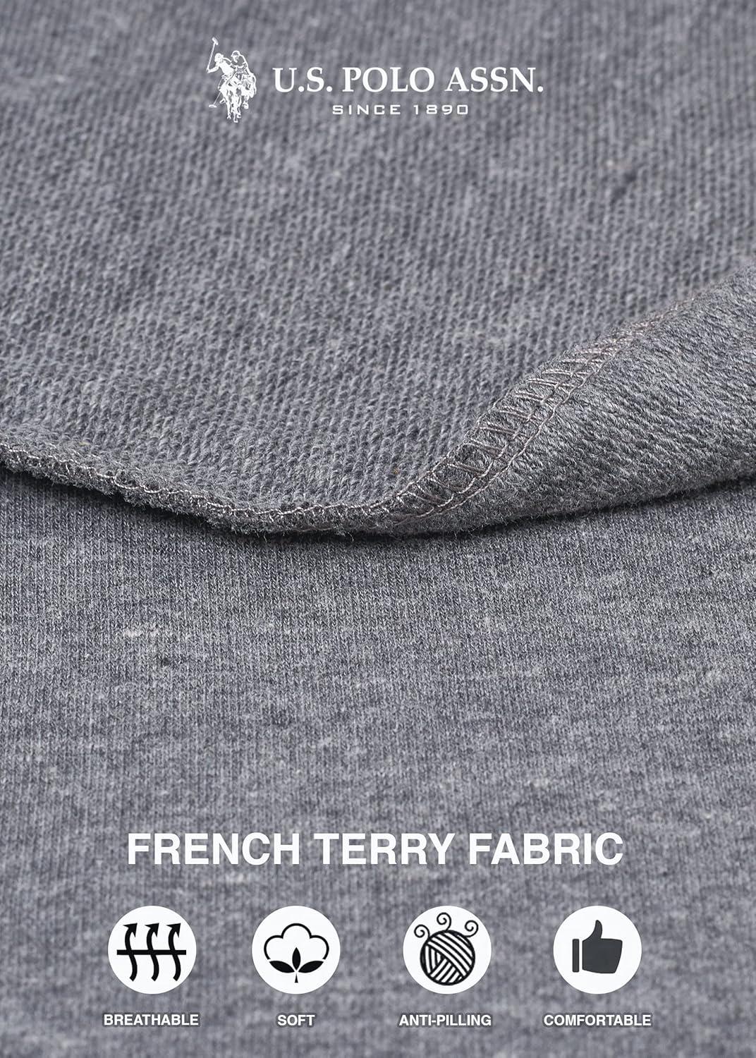 imageUS Polo Assn Womens Sweatpants Women Joggers Sweats with Logo Print French Terry PolyCottonCharcoal Heather With White Print