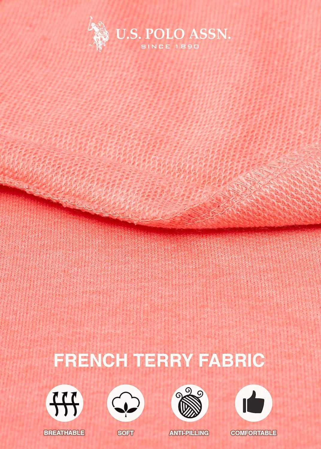 imageUS Polo Assn Womens Sweatpants  Women Joggers Sweats with Logo Print  French Terry PolyCottonCoralheather With White Print