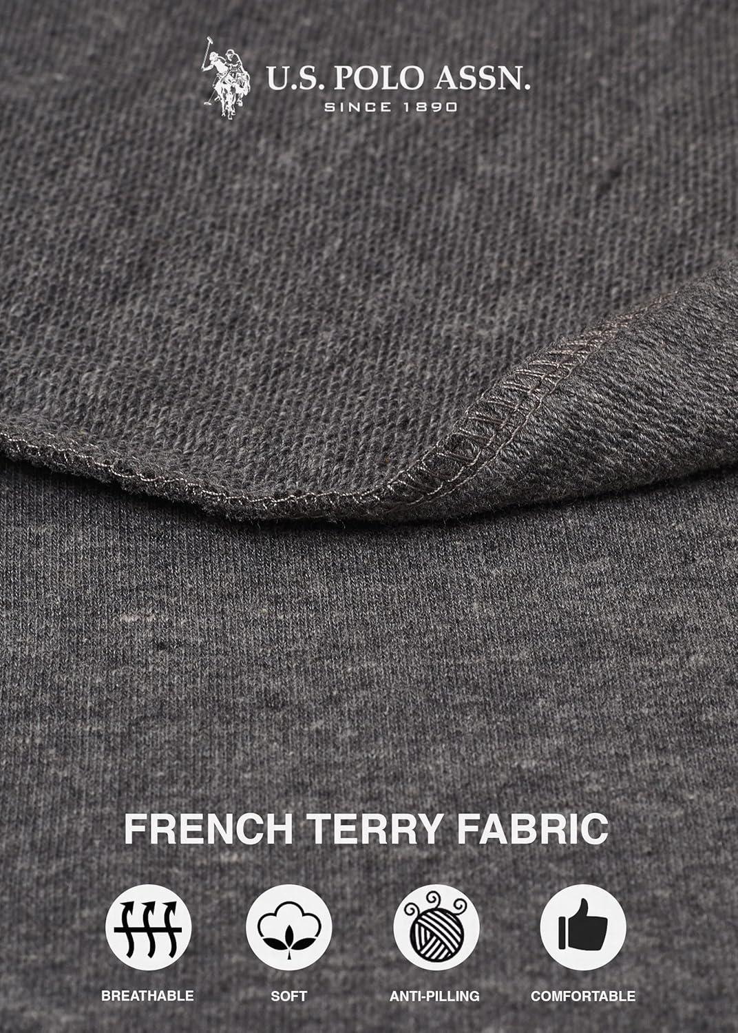 imageUS Polo Assn Womens Sweatpants Women Joggers Sweats with Logo Print French Terry PolyCottonDark Charcoal Heather With Light Pink Print