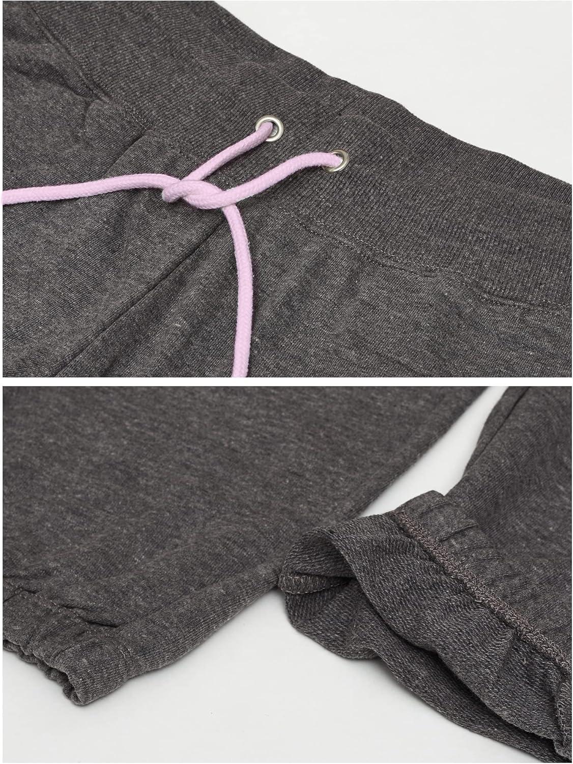 imageUS Polo Assn Womens Sweatpants Women Joggers Sweats with Logo Print French Terry PolyCottonDark Charcoal Heather With Light Pink Print