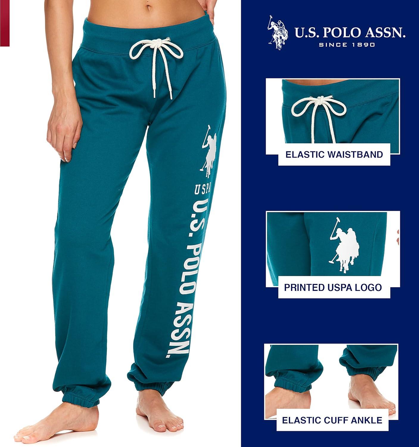 imageUS Polo Assn Womens Sweatpants  Women Joggers Sweats with Logo Print  French Terry PolyCottonDark Green3