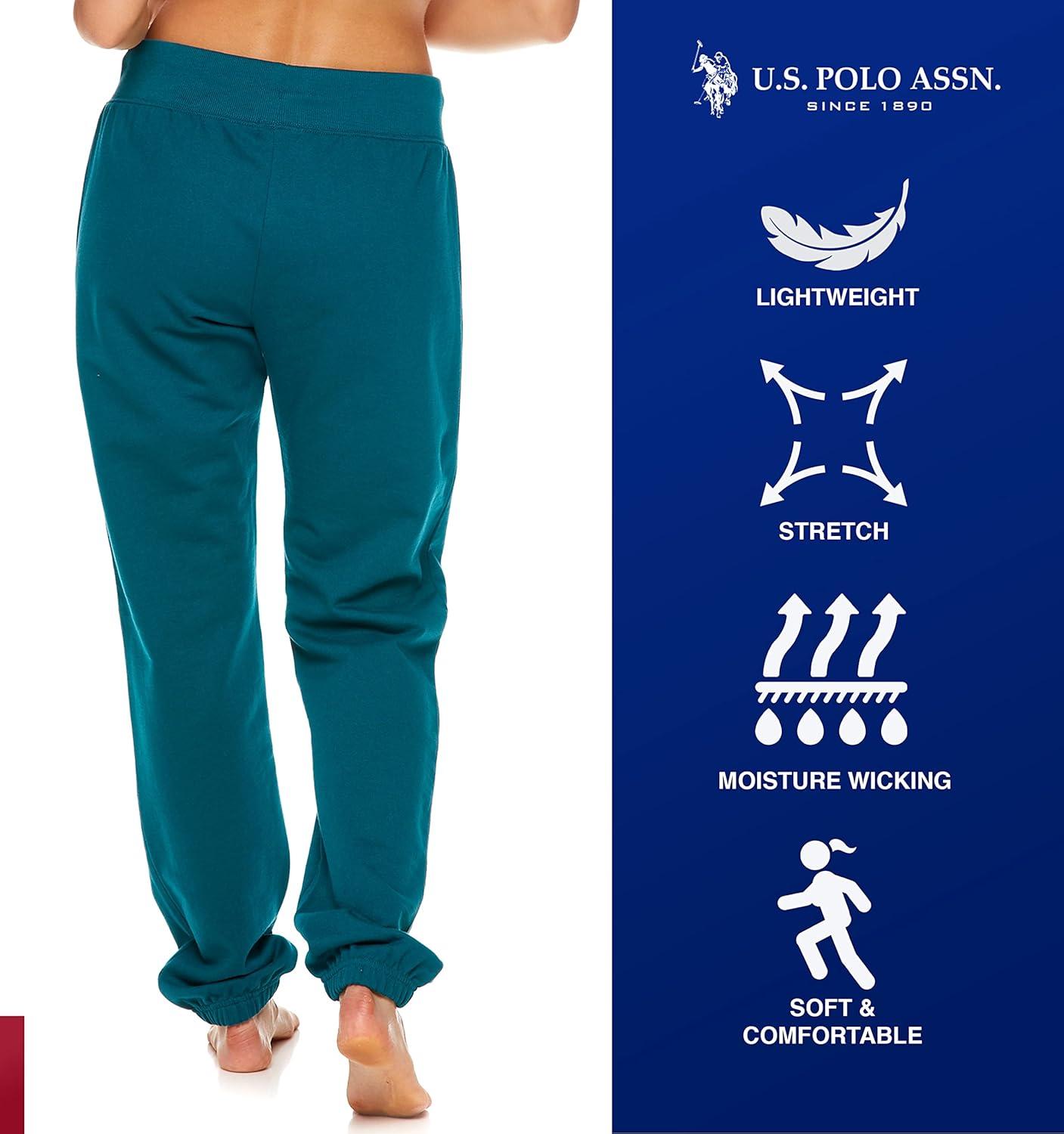 imageUS Polo Assn Womens Sweatpants  Women Joggers Sweats with Logo Print  French Terry PolyCottonDark Green3