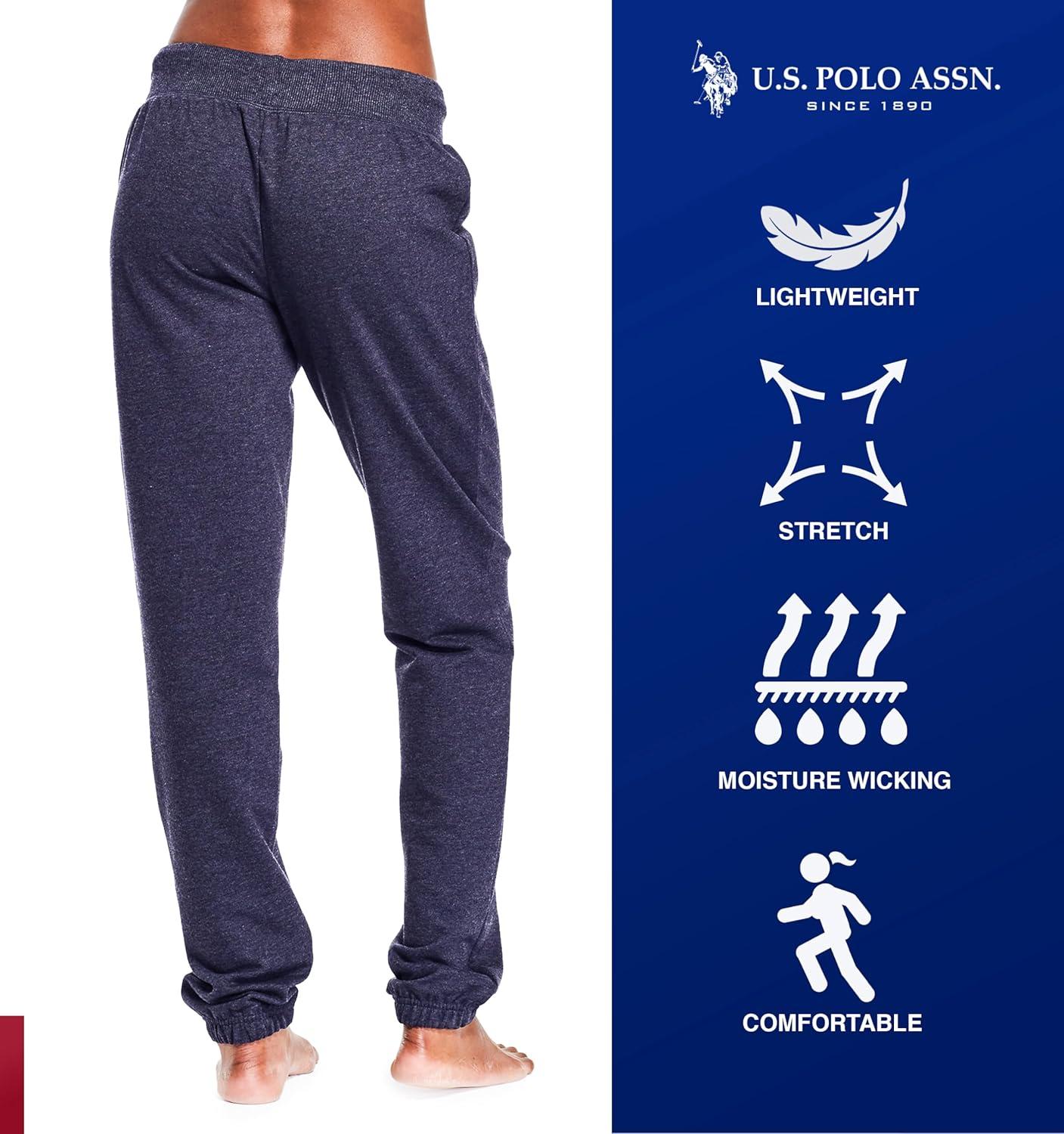 imageUS Polo Assn Womens Sweatpants Women Joggers Sweats with Logo Print French Terry PolyCottonDark Navy Heather