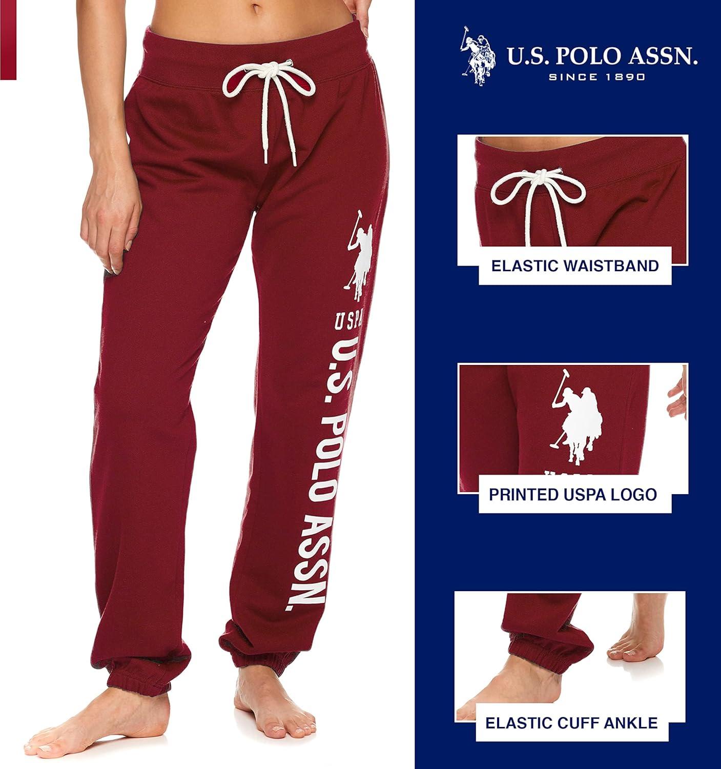 imageUS Polo Assn Womens Sweatpants  Women Joggers Sweats with Logo Print  French Terry PolyCottonDeep Red
