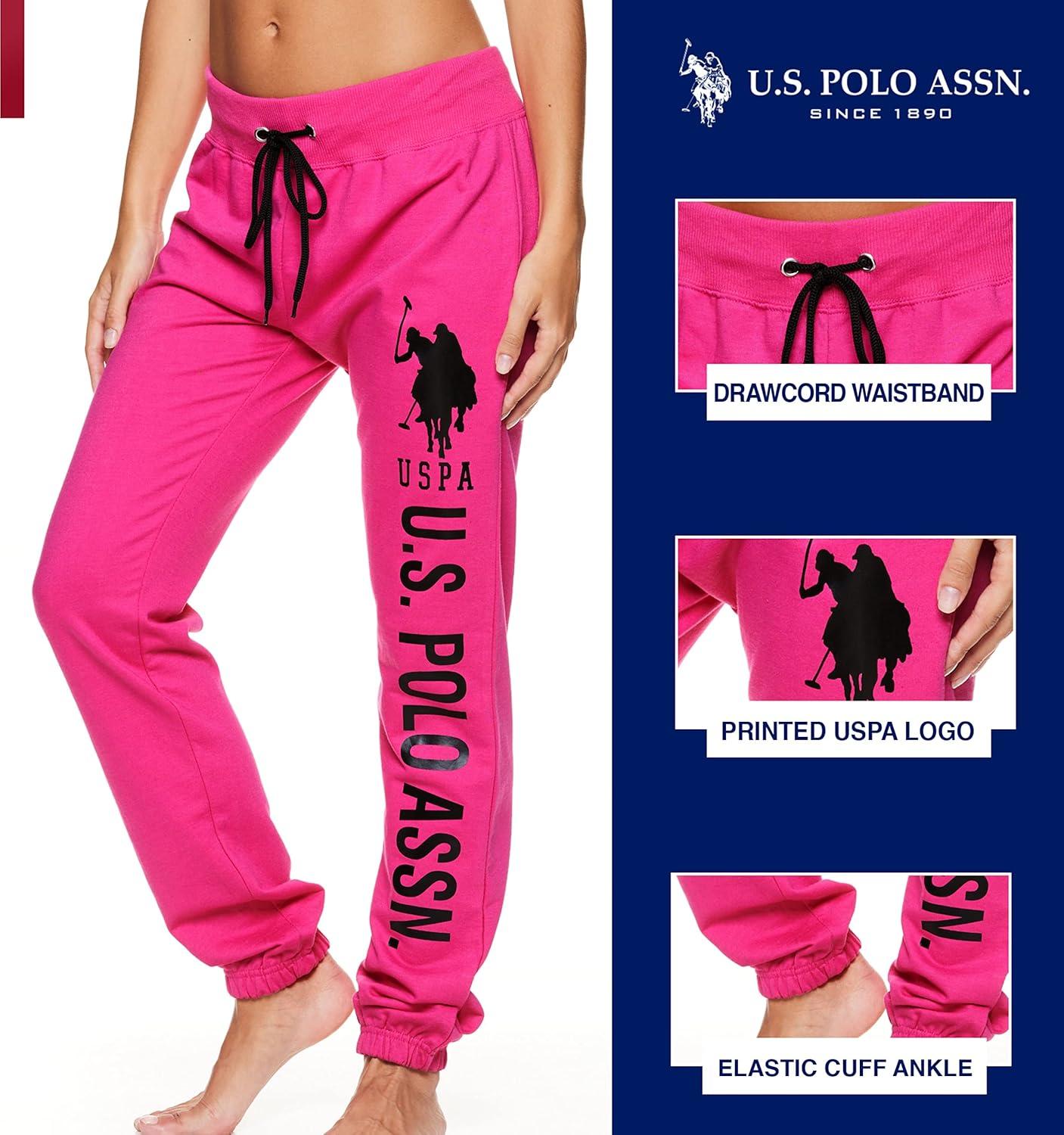 imageUS Polo Assn Womens Sweatpants Women Joggers Sweats with Logo Print French Terry PolyCottonFuchsia3