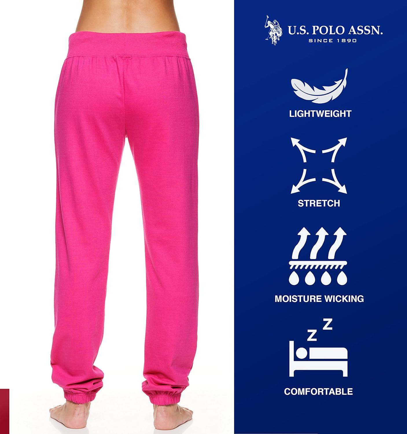 imageUS Polo Assn Womens Sweatpants Women Joggers Sweats with Logo Print French Terry PolyCottonFuchsia3