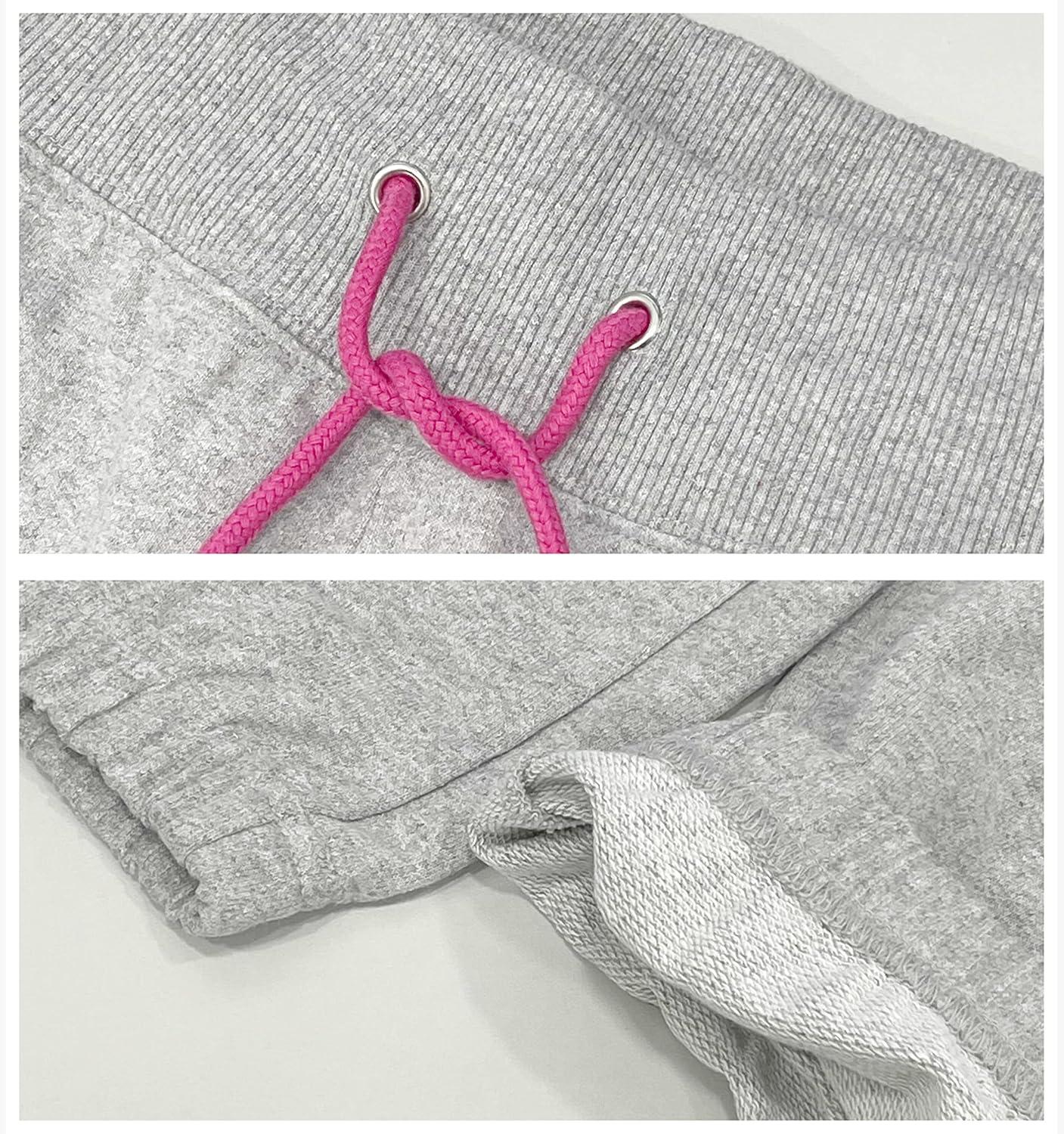 imageUS Polo Assn Womens Sweatpants Women Joggers Sweats with Logo Print French Terry PolyCottonHeather Grey With Bright Pink Print