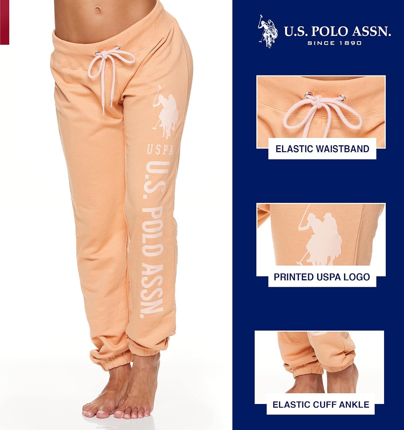 imageUS Polo Assn Womens Sweatpants  Women Joggers Sweats with Logo Print  French Terry PolyCottonHoney1