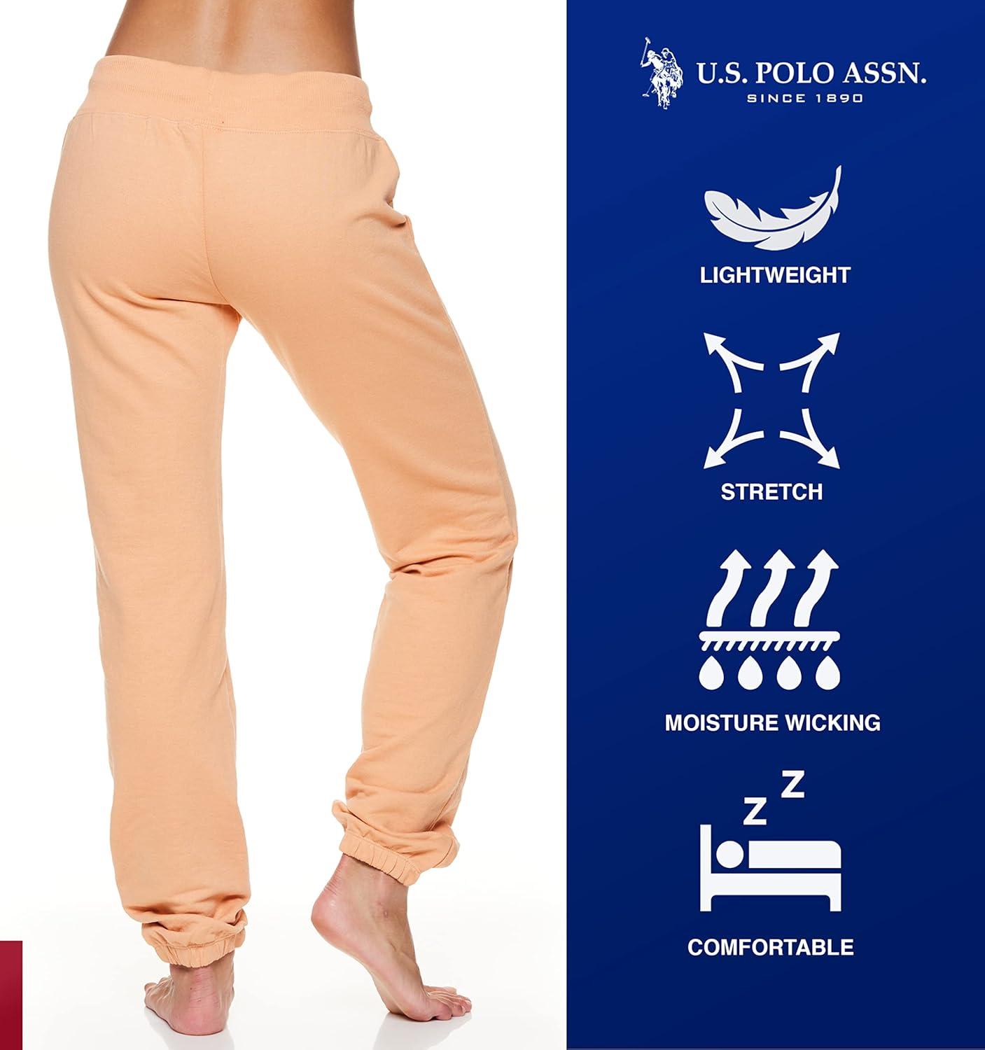 imageUS Polo Assn Womens Sweatpants  Women Joggers Sweats with Logo Print  French Terry PolyCottonHoney1