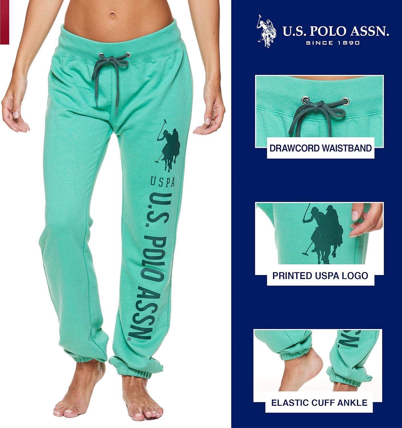 imageUS Polo Assn Womens Sweatpants Women Joggers Sweats with Logo Print French Terry PolyCottonJade1