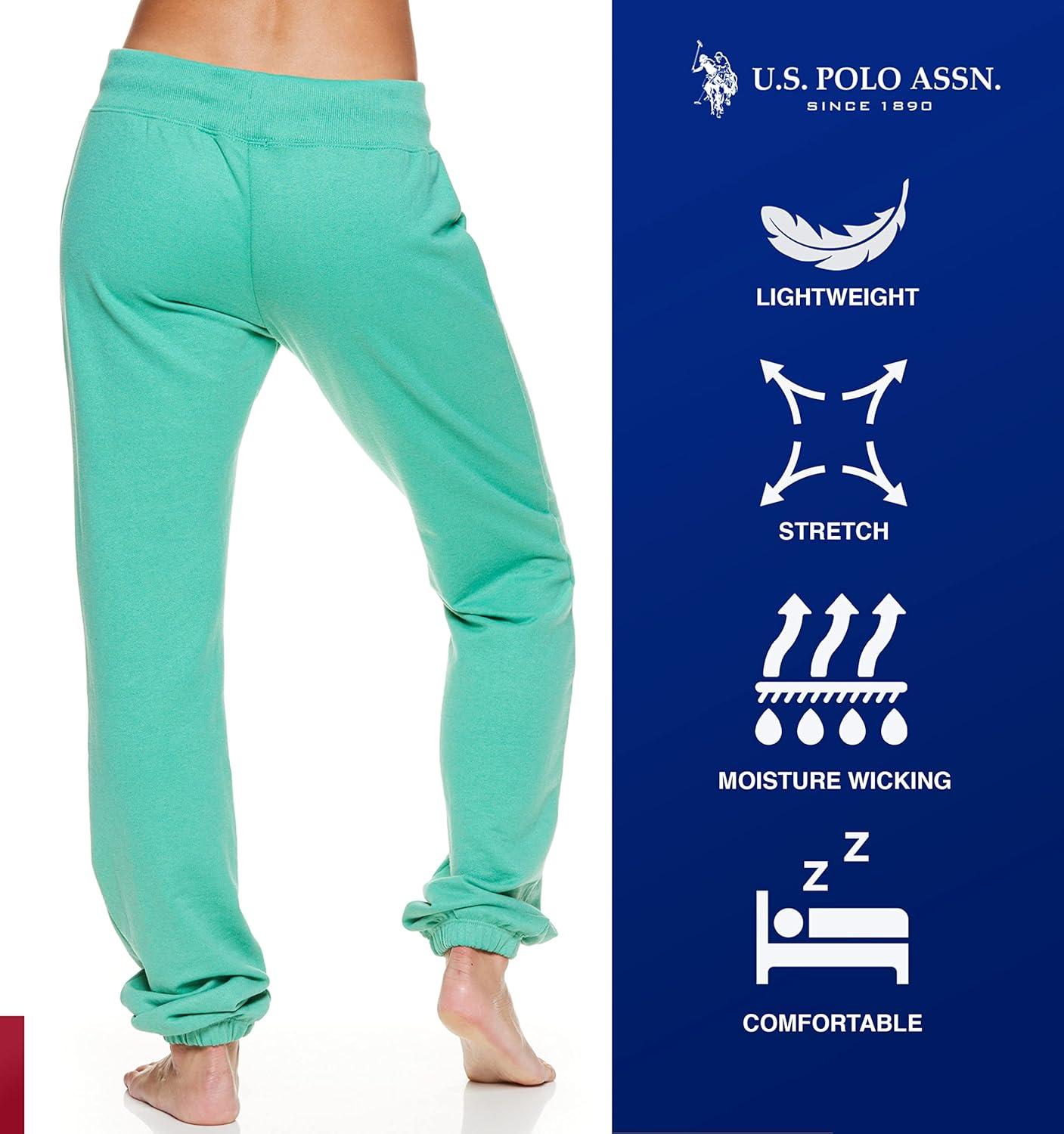 imageUS Polo Assn Womens Sweatpants Women Joggers Sweats with Logo Print French Terry PolyCottonJade1