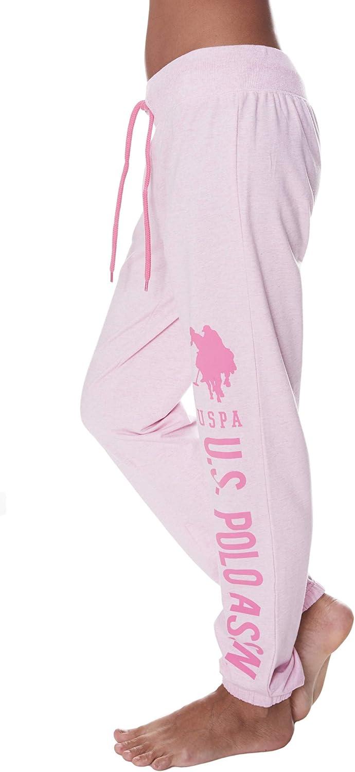 imageUS Polo Assn Womens Sweatpants  Women Joggers Sweats with Logo Print  French Terry PolyCottonLight Pink Heather