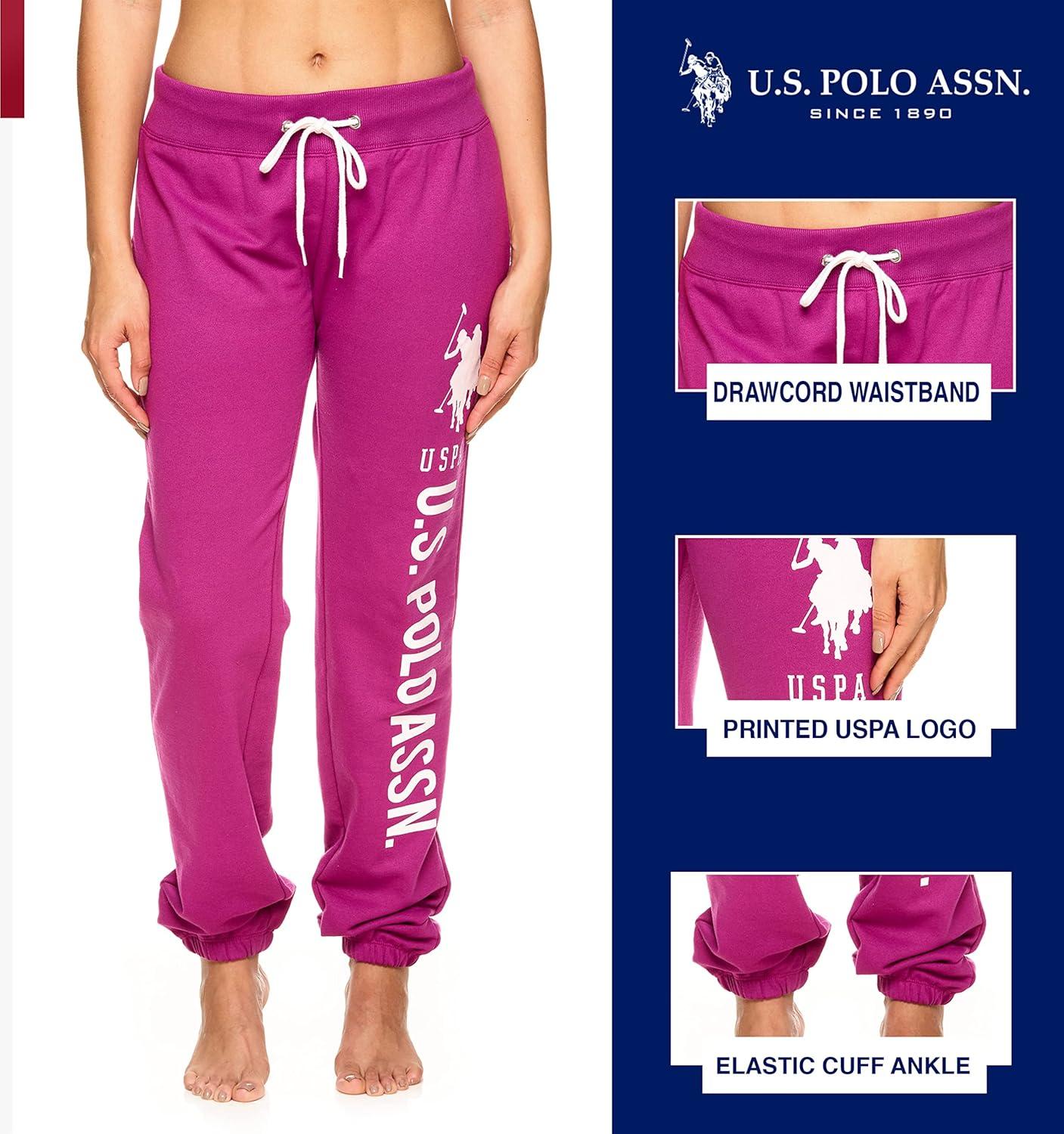 imageUS Polo Assn Womens Sweatpants Women Joggers Sweats with Logo Print French Terry PolyCottonMagenta1