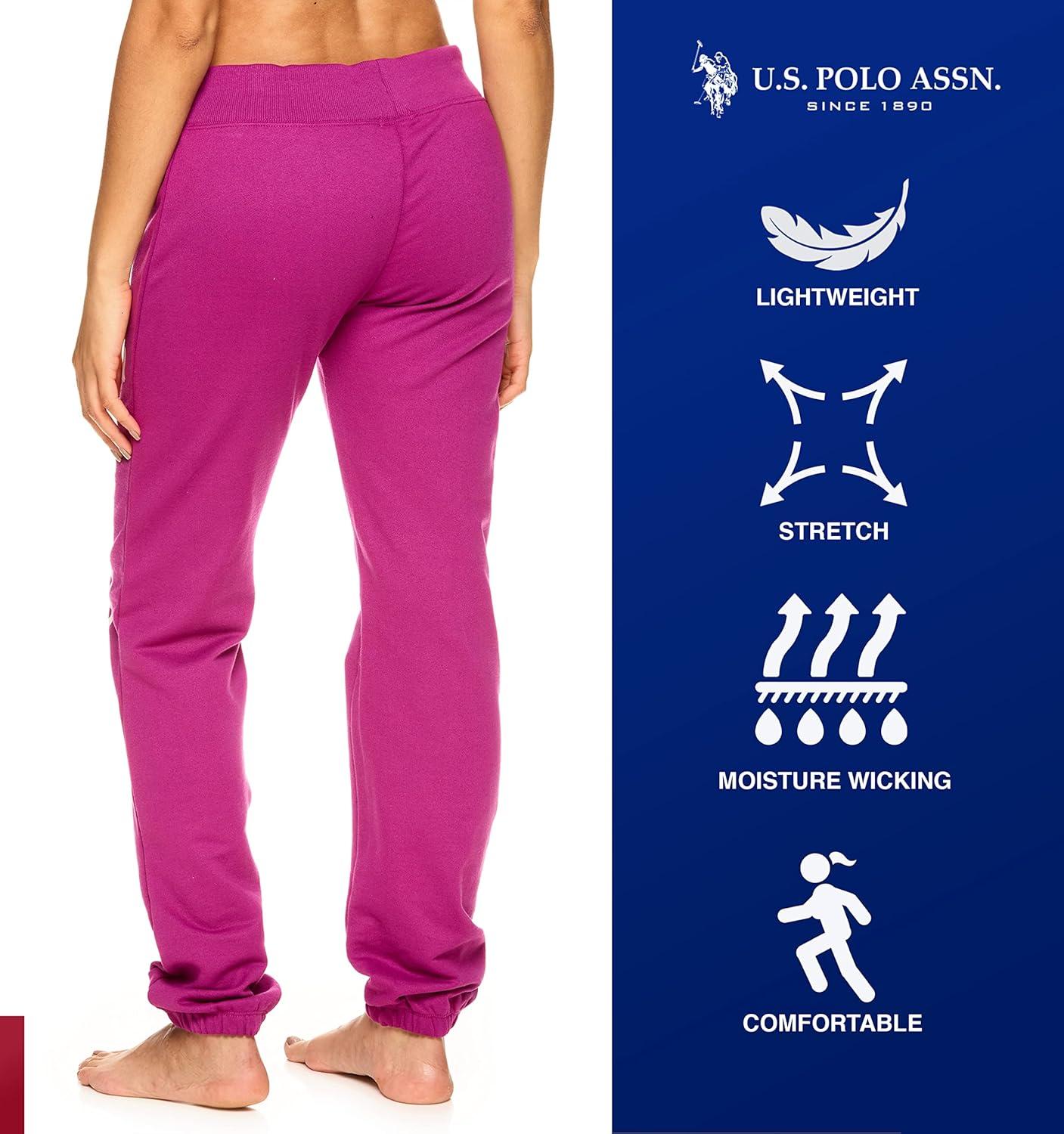 imageUS Polo Assn Womens Sweatpants Women Joggers Sweats with Logo Print French Terry PolyCottonMagenta1