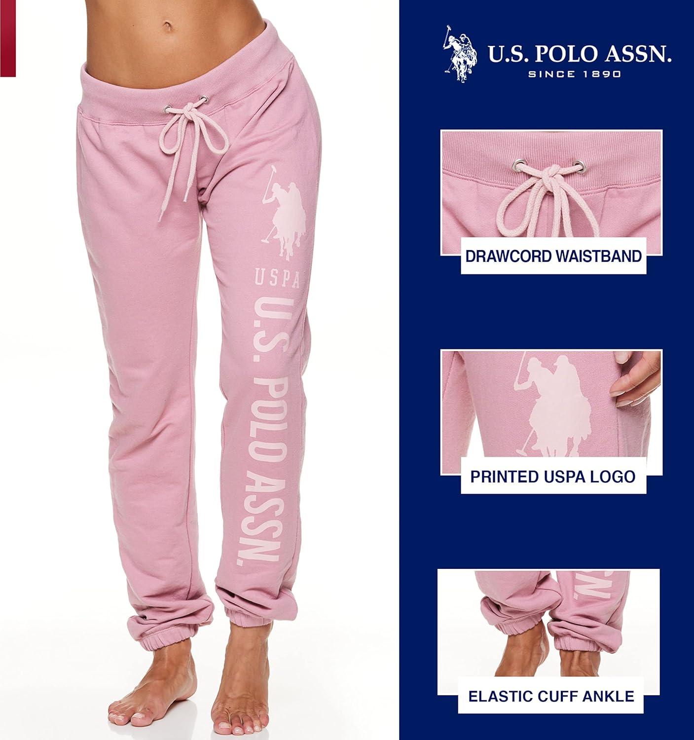 imageUS Polo Assn Womens Sweatpants Women Joggers Sweats with Logo Print French Terry PolyCottonMauve1
