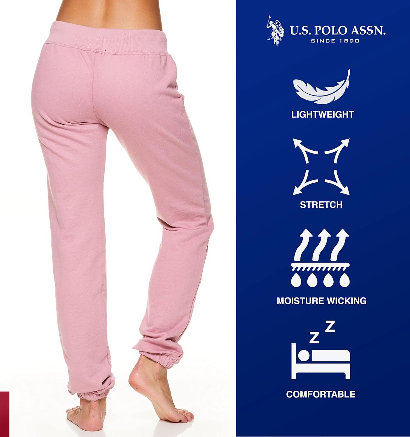 imageUS Polo Assn Womens Sweatpants Women Joggers Sweats with Logo Print French Terry PolyCottonMauve1
