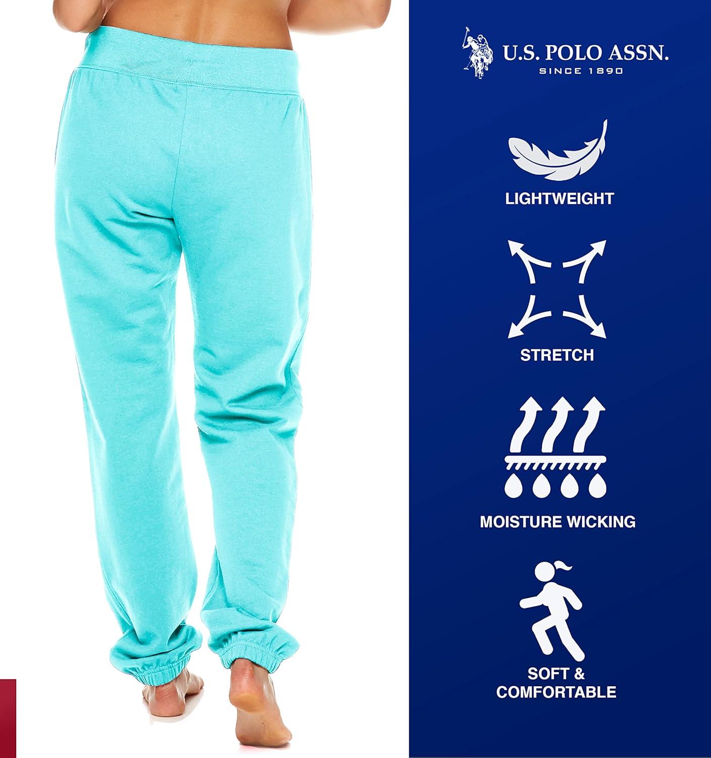 imageUS Polo Assn Womens Sweatpants  Women Joggers Sweats with Logo Print  French Terry PolyCottonMint Heather3