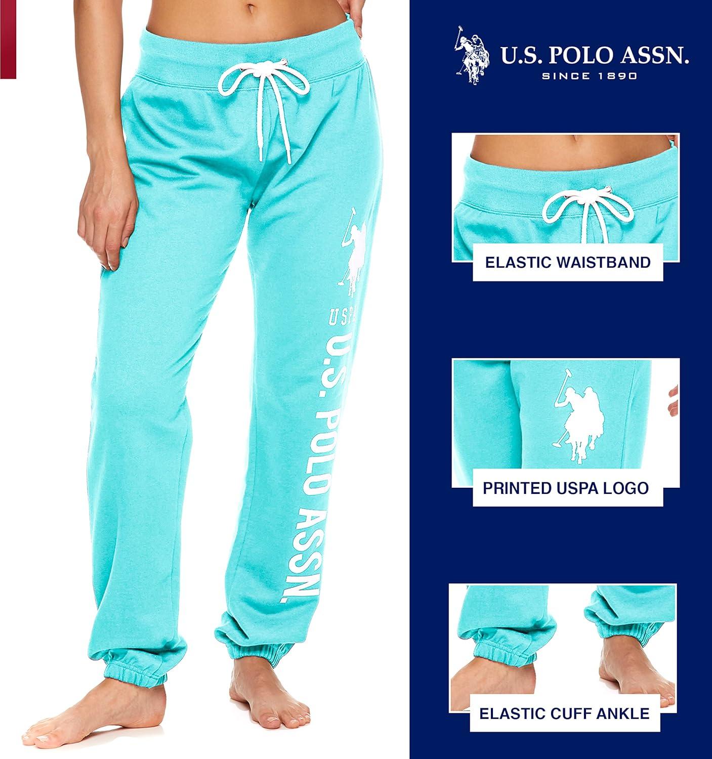 imageUS Polo Assn Womens Sweatpants  Women Joggers Sweats with Logo Print  French Terry PolyCottonMint Heather3